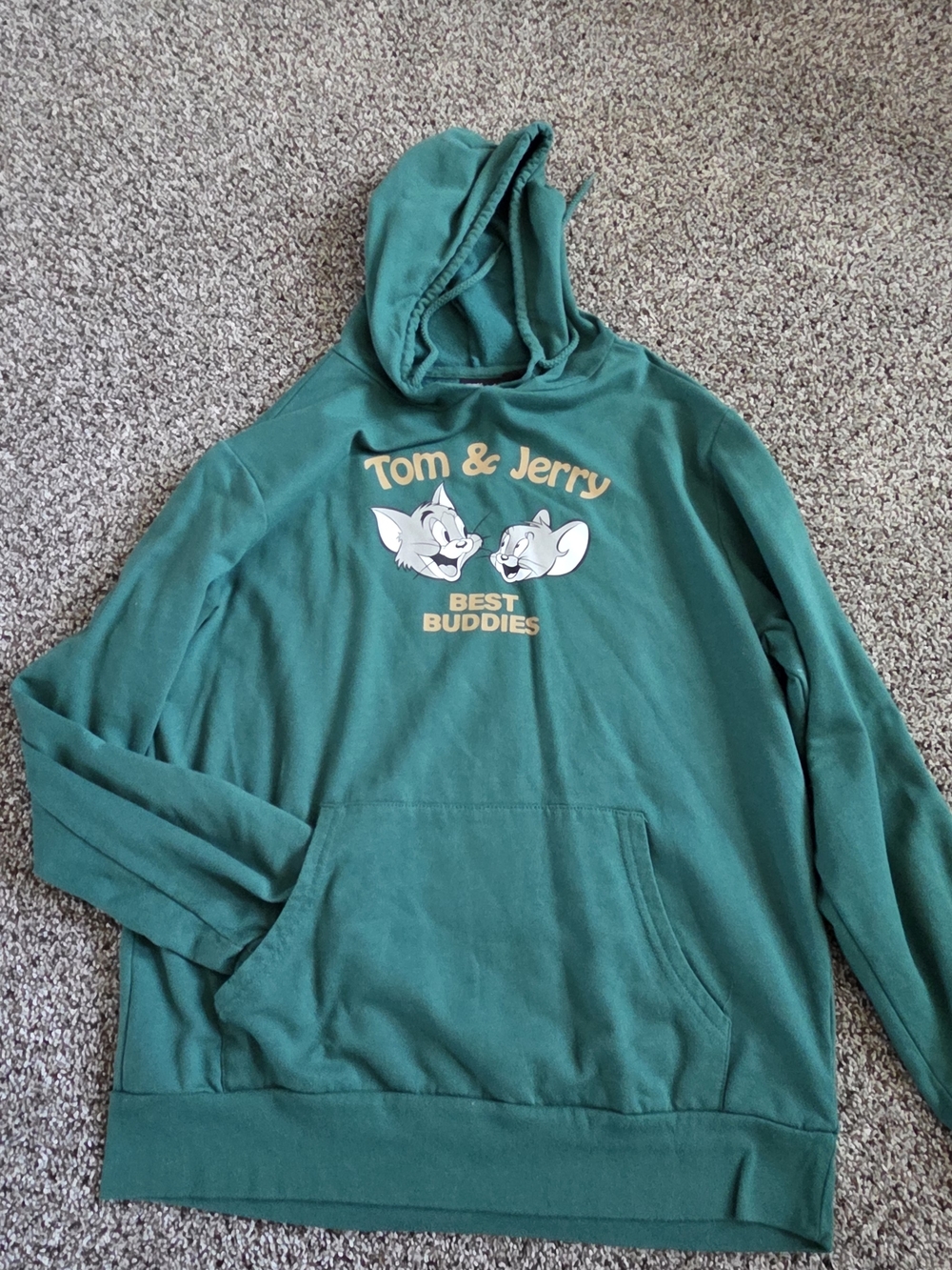 Tom & Jerry Green Hoodie - Best Buddies Graphic Sweatshirt